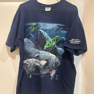 Vintage 1999 Manatee Graphic T-Shirt - Navy Blue